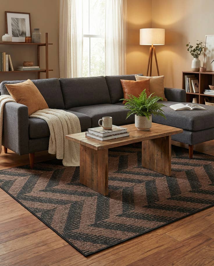 Detail image of 4' x 6' Easy-Clean Modern Indoor / Outdoor Rug