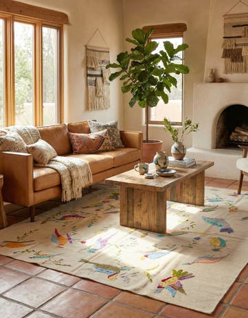 5' 9 x 7' 5 Hand Woven Kilim Suzani Wool Rug