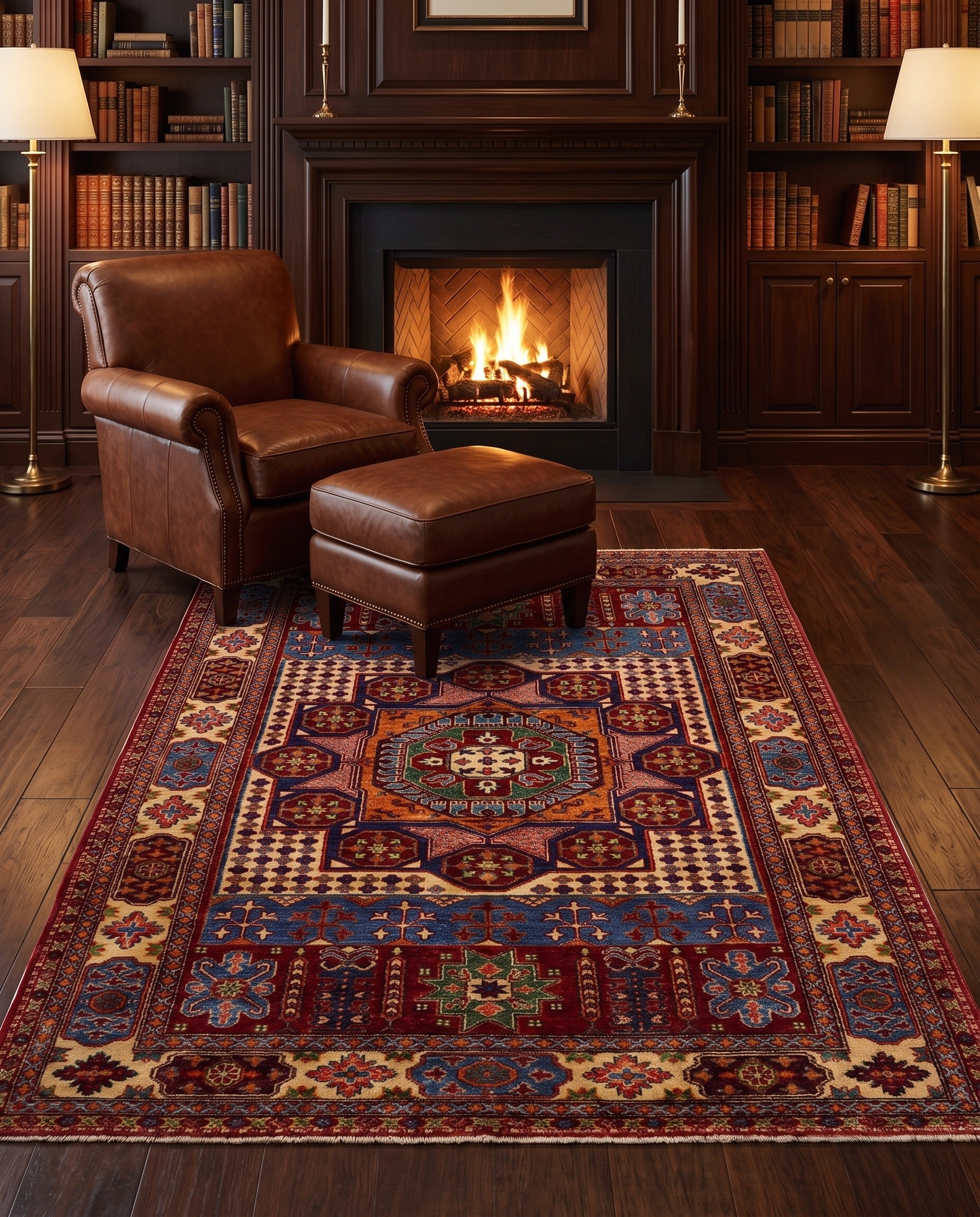 4' 11 x 6' 5 Hand Knotted Mamluk Ziegler Rug