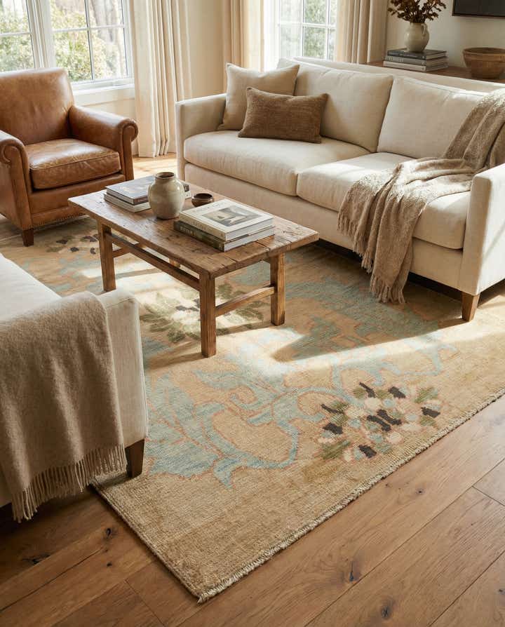 4' 3 x 6' 5 Hand Knotted Oushak Wool Rug