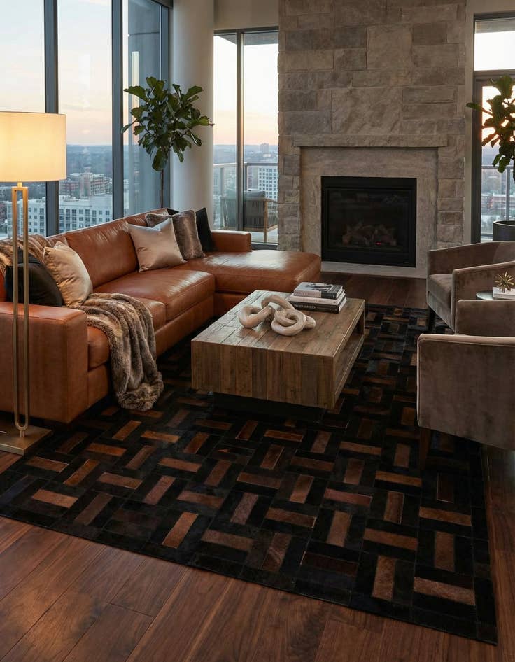 Detail image of  5' 3 x 8' 2 Cowhide - Patchwork Rug