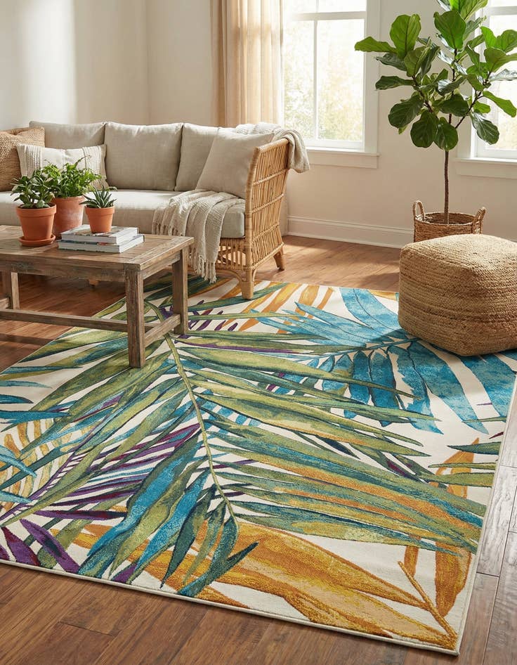 Detail image of 7' x 10' Easy-Clean Botanical Indoor / Outdoor Rug
