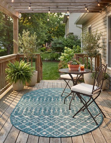 3' x 5' 3 Easy-Clean Lattice Indoor / Outdoor Oval Rug