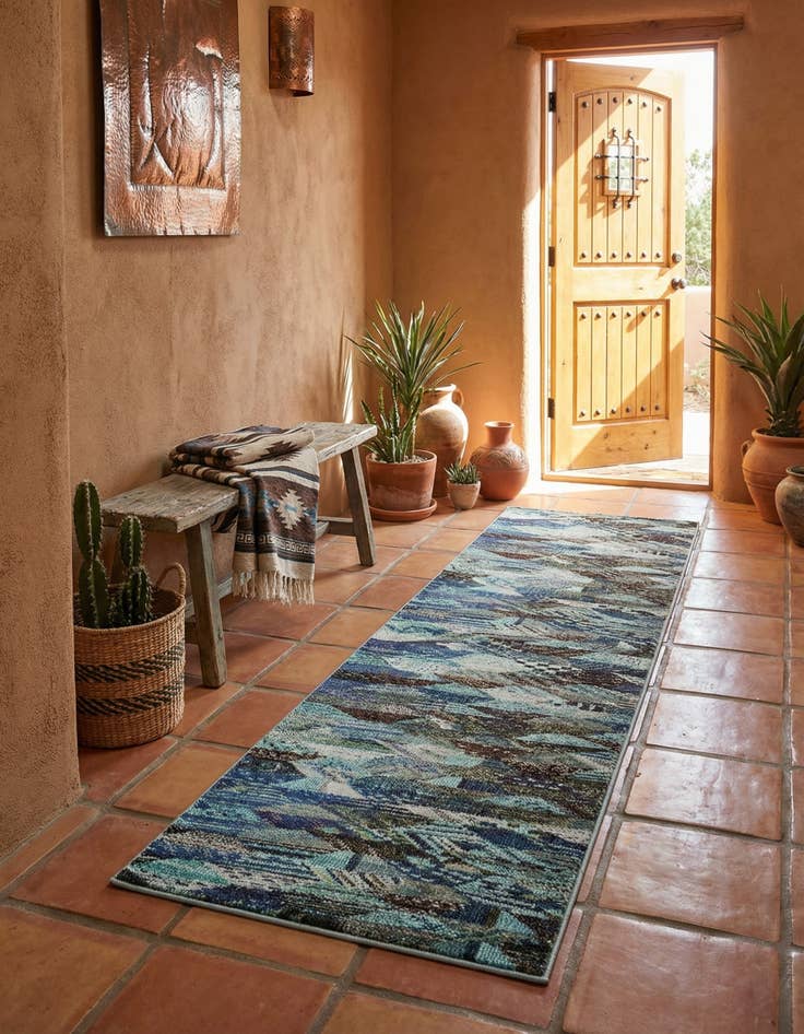 Detail image of 2' 7 x 10'  Washable Santa Fe Runner Rug