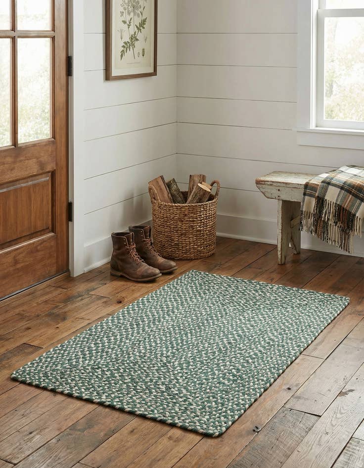 Detail image of 2' x 3' 1  Hand Tweed Braided Jute Rug