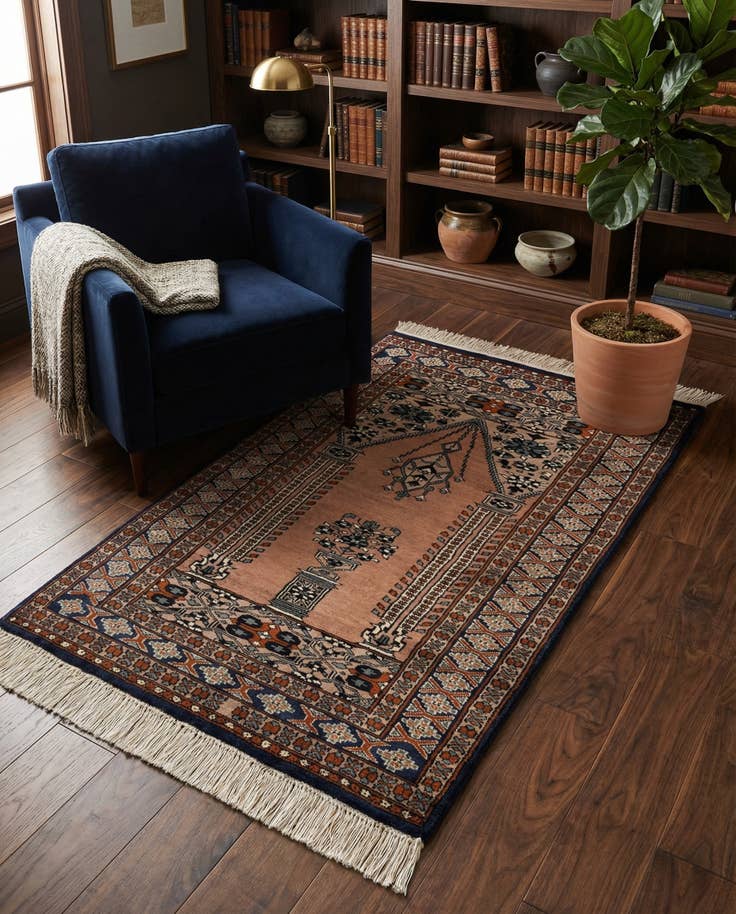 Detail image of 2' 7 x 4' 6 Hand Knotted Bokhara Oriental Wool Rug