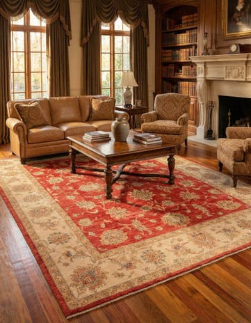8' x 9' 6 Hand Knotted Peshawar Ziegler Rug