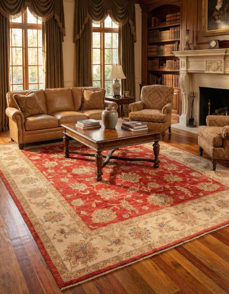 Detail image of 8' x 9' 6 Hand Knotted Peshawar Ziegler Rug