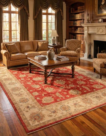 8' x 9' 6 Hand Knotted Peshawar Ziegler Rug