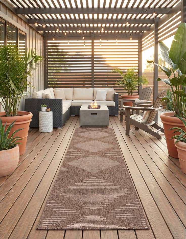 Detail image of  3' 3 x 14'  Washable Modern Indoor / Outdoor Runner Rug