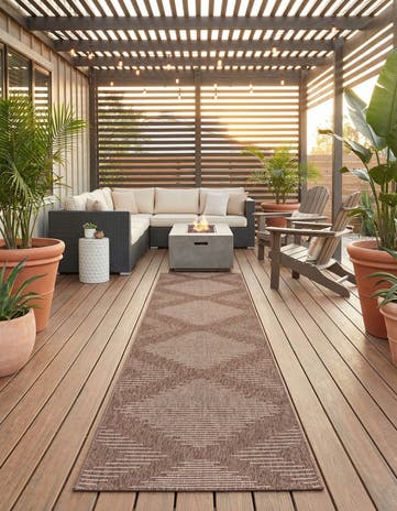 3' 3 x 14' Easy-Clean Modern Indoor / Outdoor Runner Rug