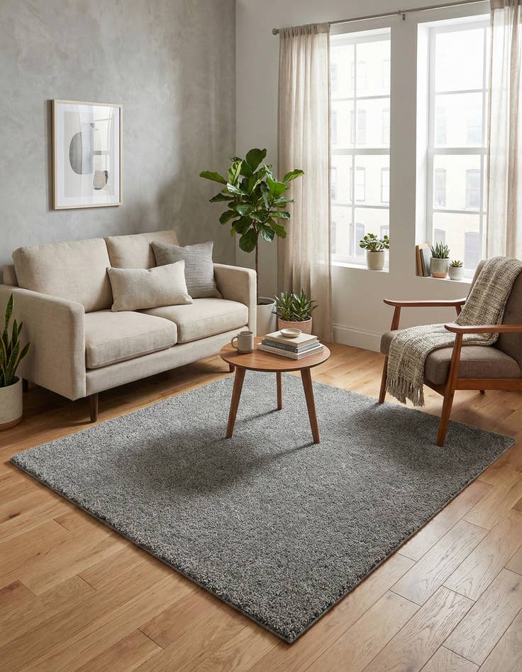 Detail image of  5' 3 x 5' 3 Solid Frieze Square Rug