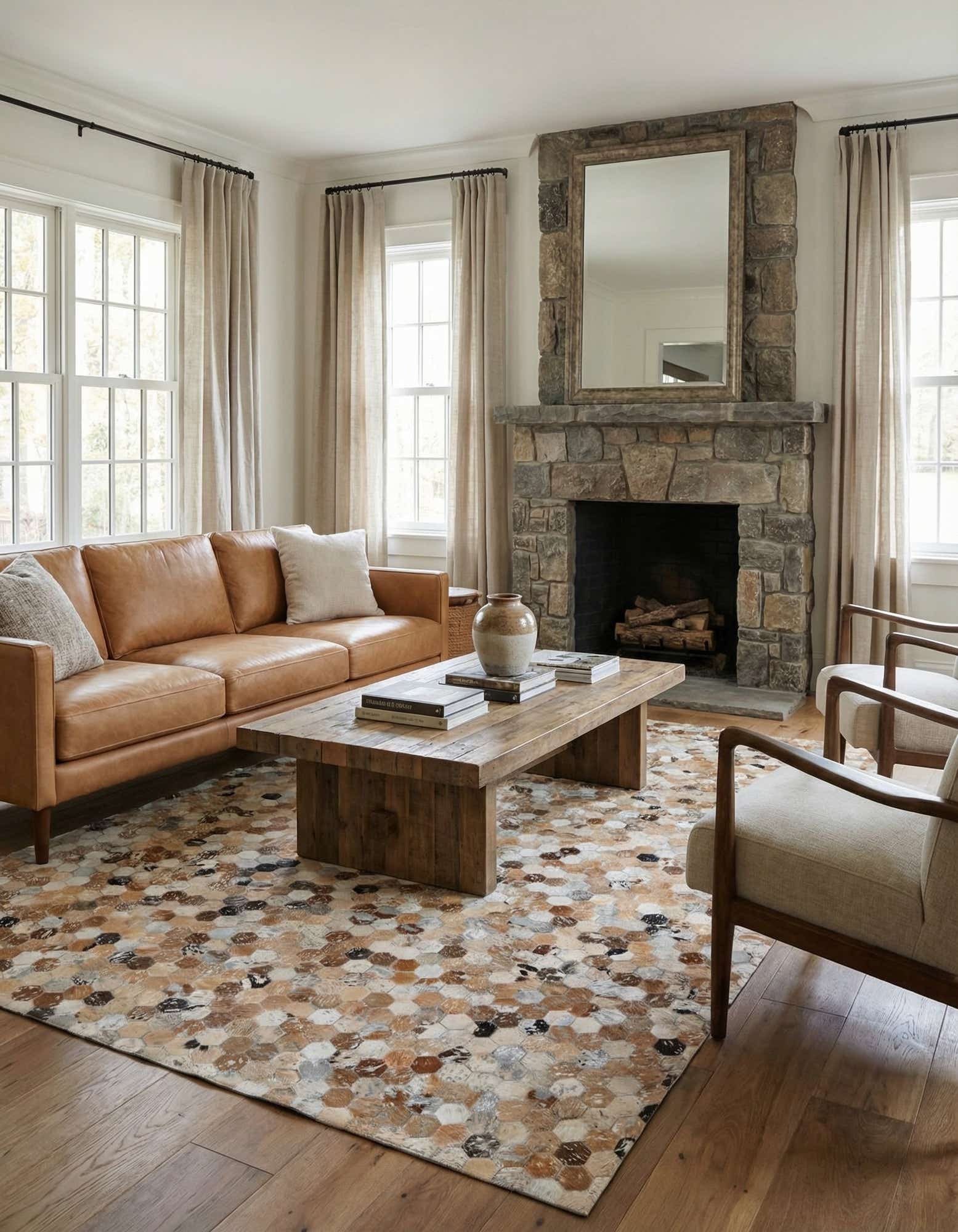 5' 4 x 7' 7 Cowhide Stocks Rug