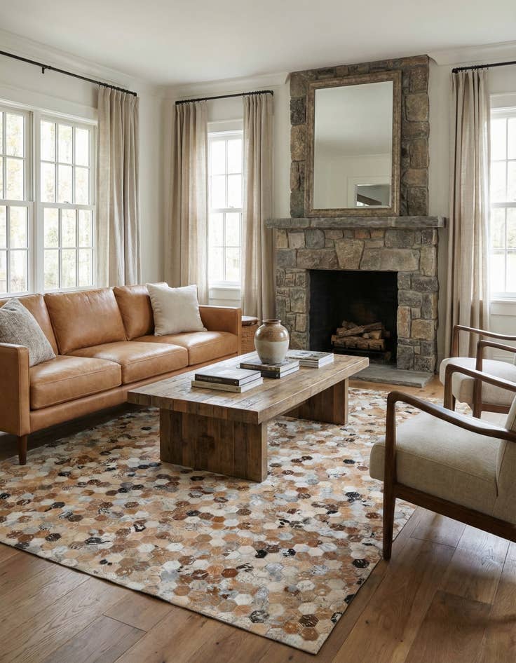 Detail image of 5' 4 x 7' 7 Cowhide Stocks Rug