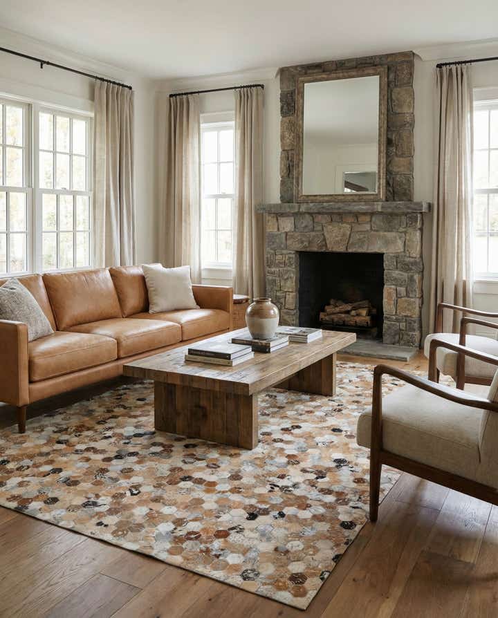 5' 4 x 7' 7 Cowhide Stocks Rug