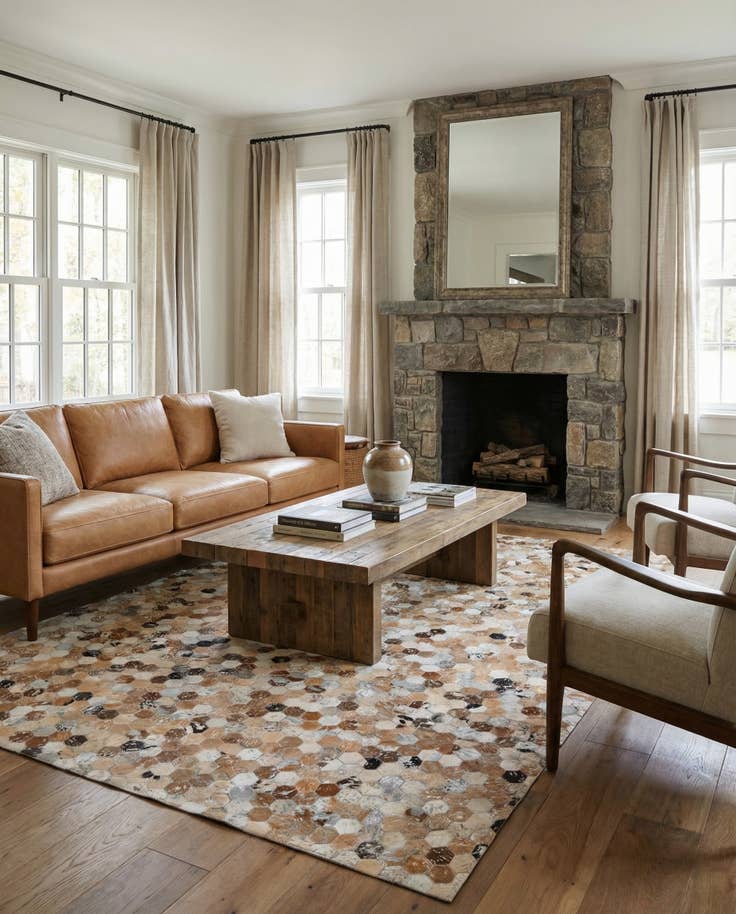 Detail image of 5' 4 x 7' 7 Cowhide Stocks Rug