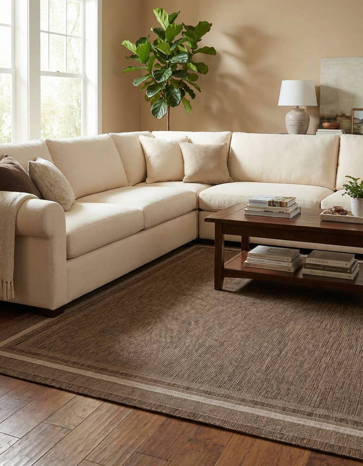 Detail image of  9' x 12'  Washable Border Indoor / Outdoor Rug