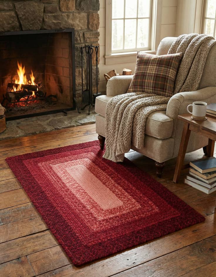 Detail image of  2' x 3' 1 Hand Braided Wool Rug