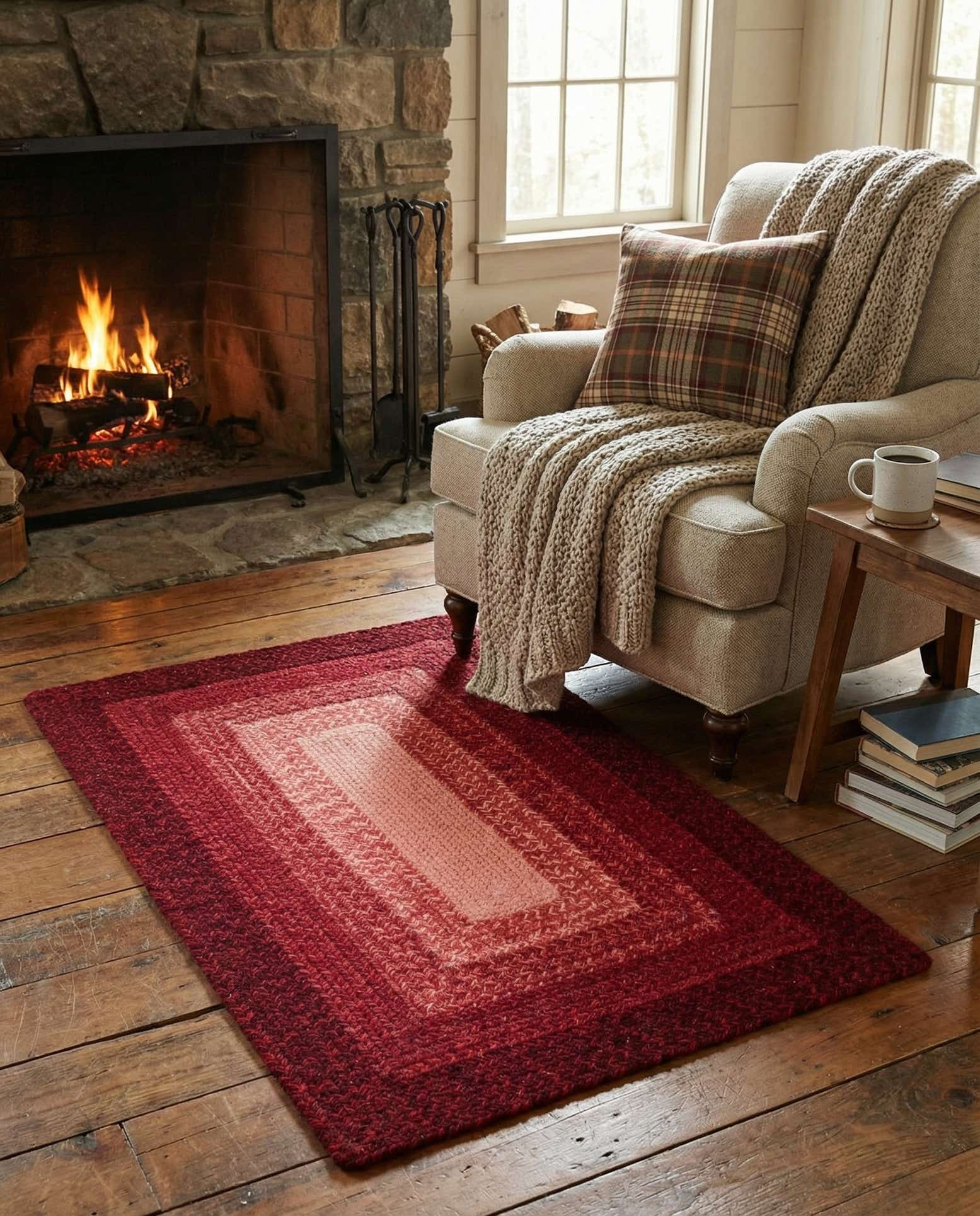 2' x 3' 1 Hand Braided Wool Rug