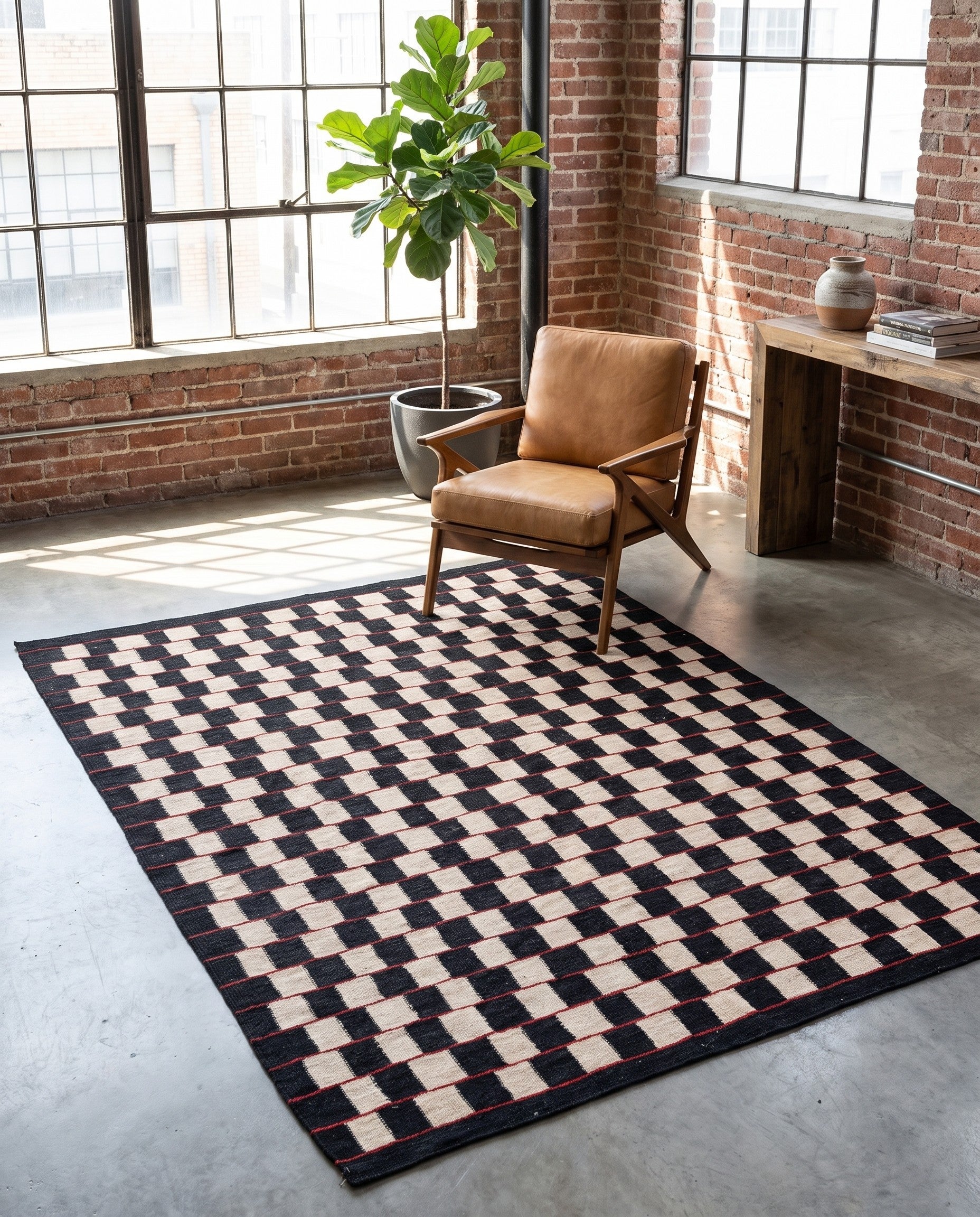 5' 2 x 6' 3 Hand Woven Kilim Modern Wool Rug