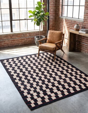 5' 2 x 6' 3 Hand Woven Kilim Modern Wool Rug