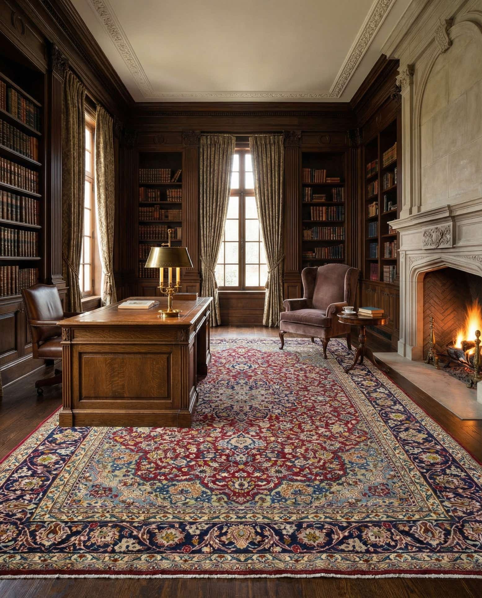 300cm x 405cm Hand Knotted Isfahan Persian Wool Rug