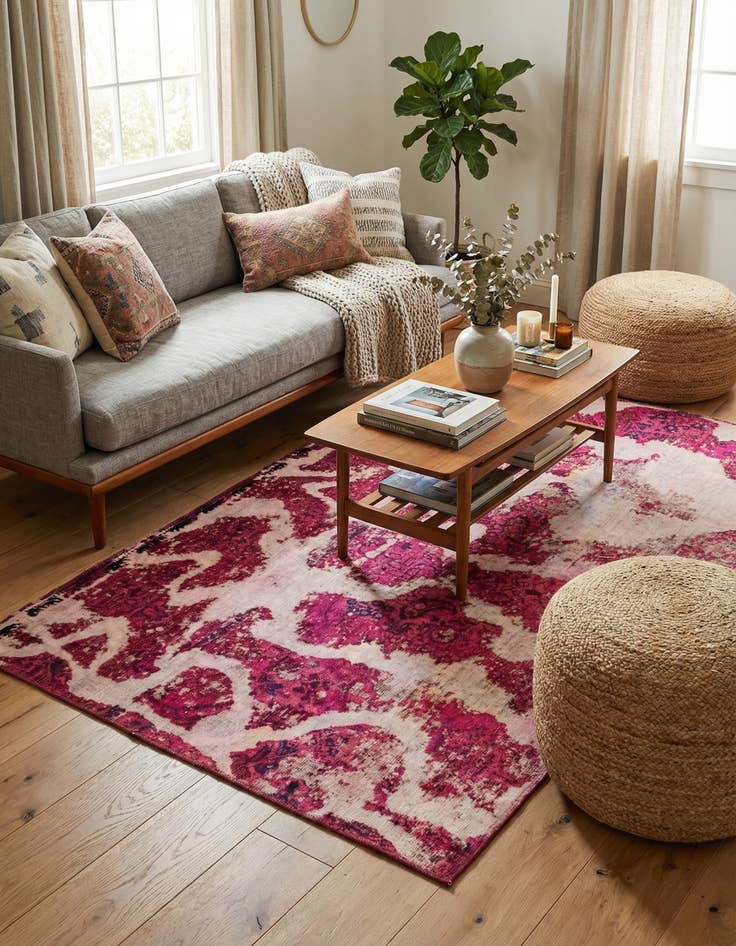 Detail image of 4' 2 x 6' 2  Hand Knotted Ultra Vintage Persian Wool Rug