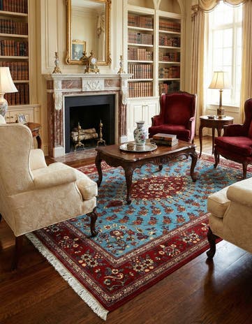 4' 8 x 7' Hand Knotted Qom Persian Rug