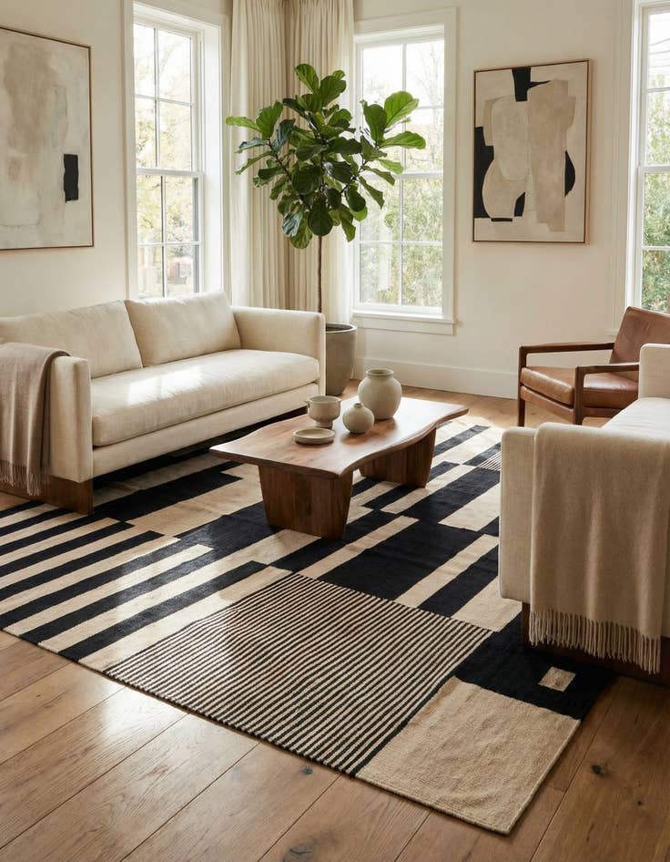 Detail image of 6' 9 x 9' 7 Hand Woven Kilim Modern Wool Rug