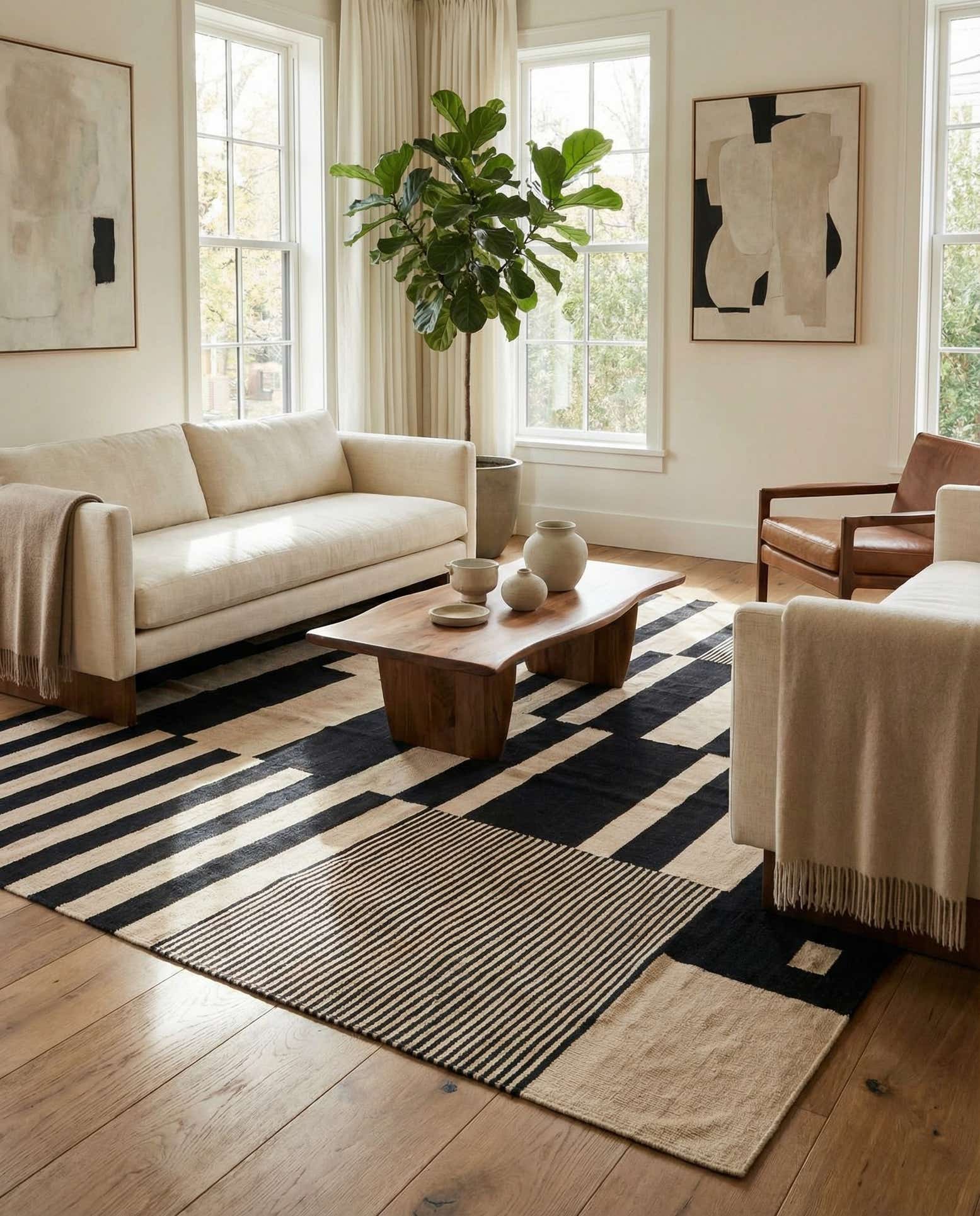 6' 9 x 9' 7 Hand Woven Kilim Modern Wool Rug
