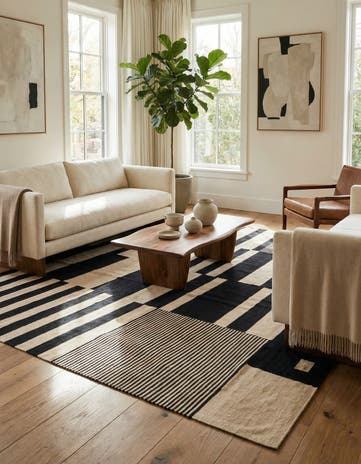 6' 9 x 9' 7 Hand Woven Kilim Modern Wool Rug