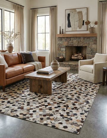 5' 1 x 7' 10 Cowhide Leather Rug