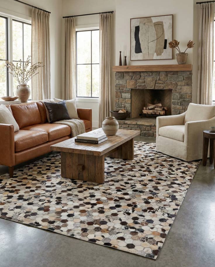 Detail image of 5' 1 x 7' 10 Cowhide Leather Rug