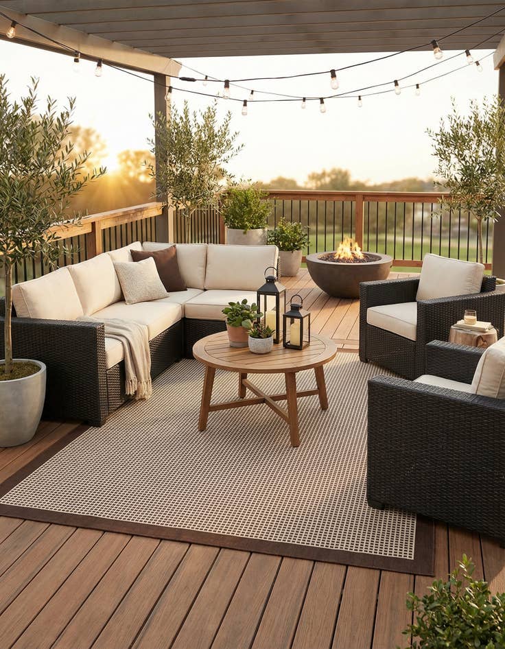 Detail image of 7' 10 x 10'  Washable Border Indoor / Outdoor Rug