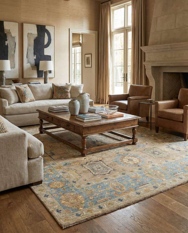 7' 11 x 9' 5 Hand Knotted Oushak Rug