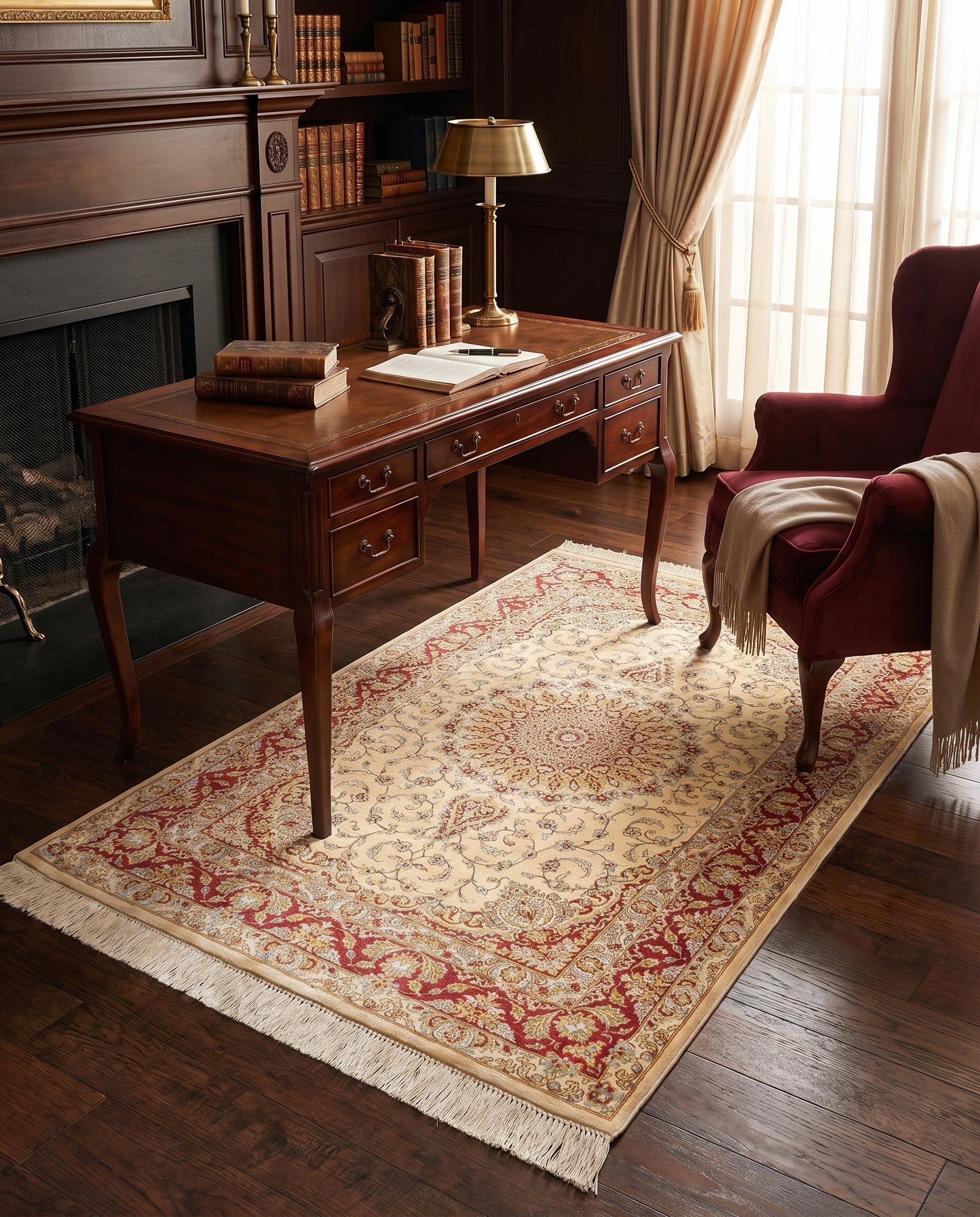 3' 4 x 4' 11 Ghom Silk Rug