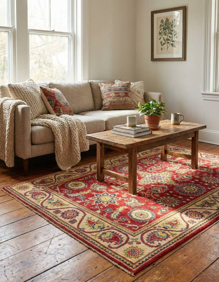 Detail image of 4' x 5' 9  Hand Knotted Kazak Rug