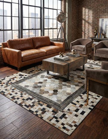 5' x 8' Cowhide Leather Rug