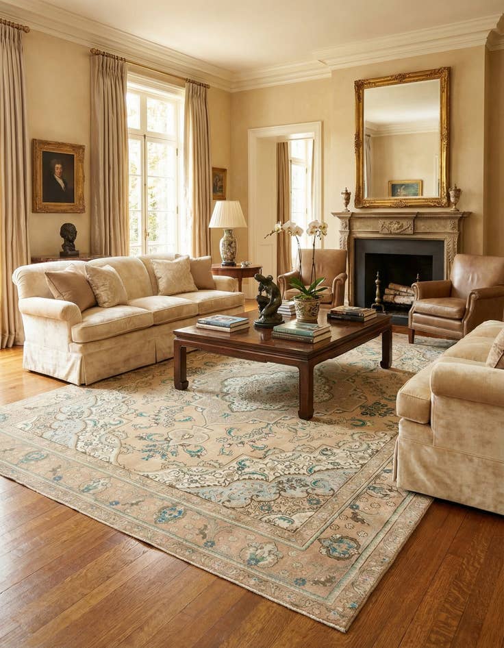 Detail image of 9' 8 x 12' 3  Hand Knotted Ultra Vintage Persian Wool Rug