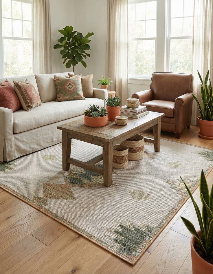 Detail image of 5' 3 x 5' 3  Washable Baja Indoor / Outdoor Square Rug