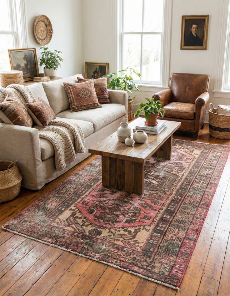 Detail image of  3' 4 x 6' 3  Hand Knotted Ultra Vintage Persian Wool Rug