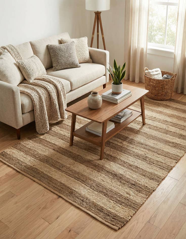 Detail image of  5' 1 x 8'  Hand Braided Jute Rug