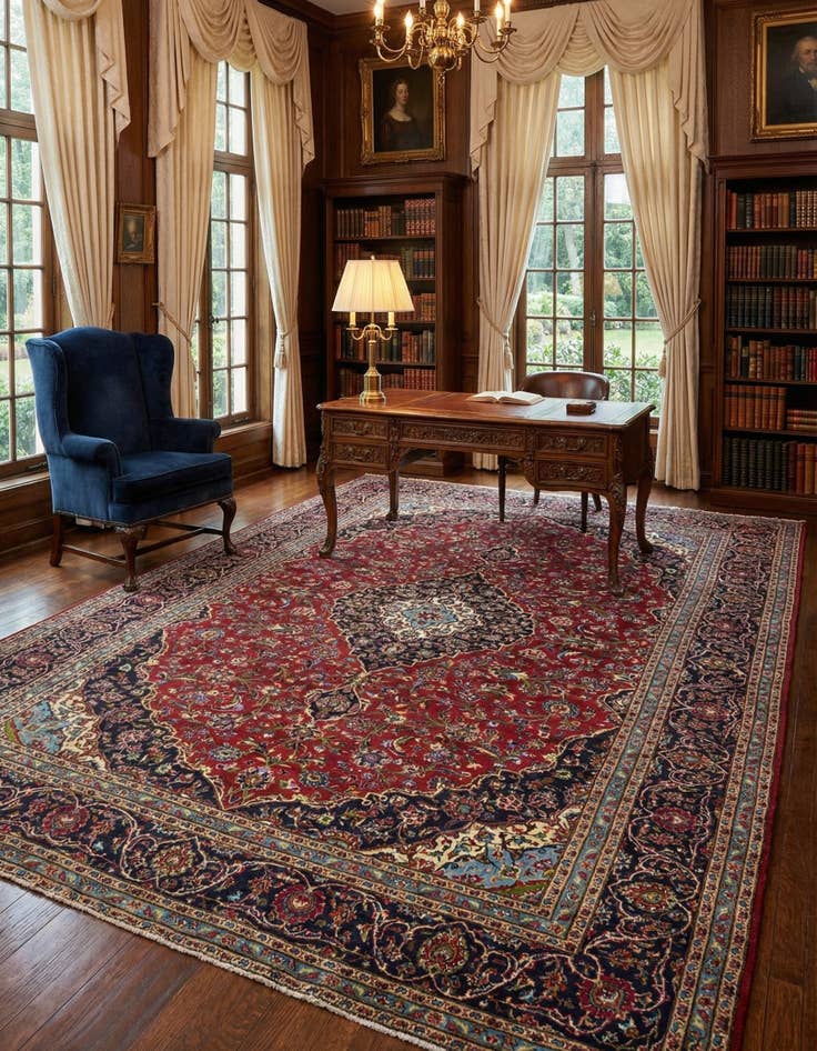 Detail image of 10' x 12' 7  Hand Knotted Kashan Persian Wool Rug