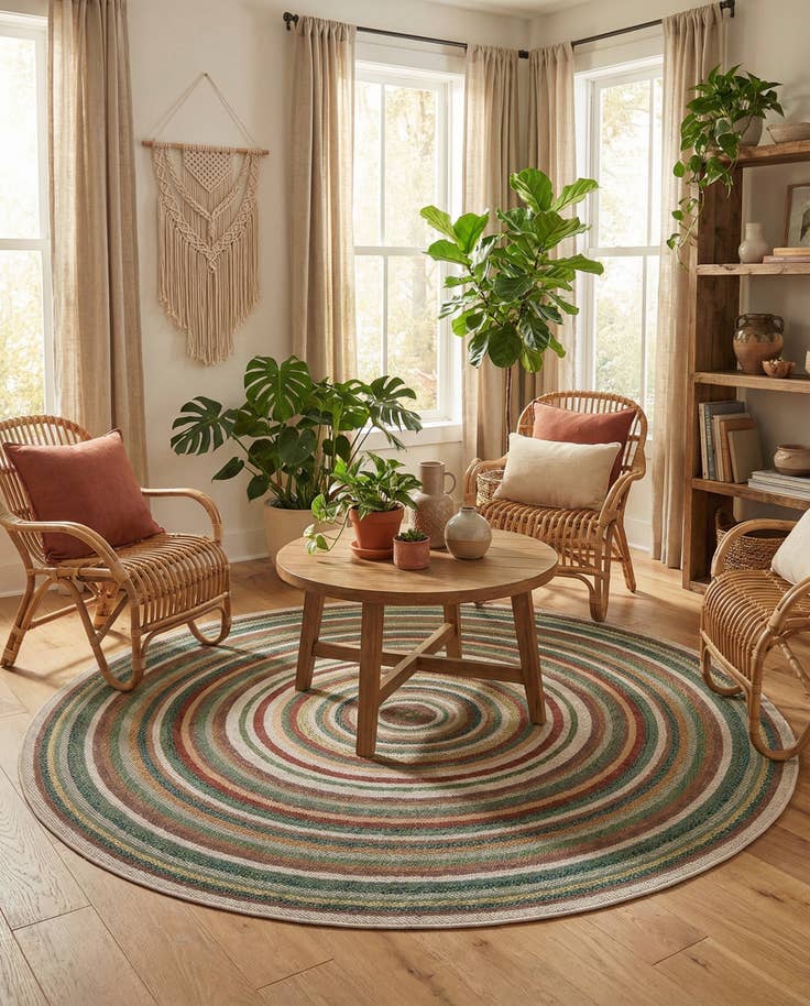 Detail image of 7' 10 x 7' 10 Easy-Clean Baja Indoor / Outdoor Round Rug