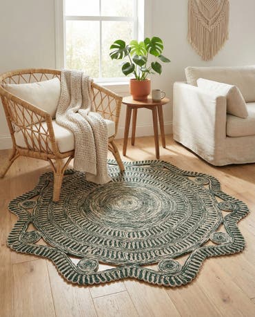  6' 1 x 6' 1  Hand Braided Jute Round Rug