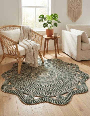 6' 1 x 6' 1 Handmade Braided Jute Round Rug