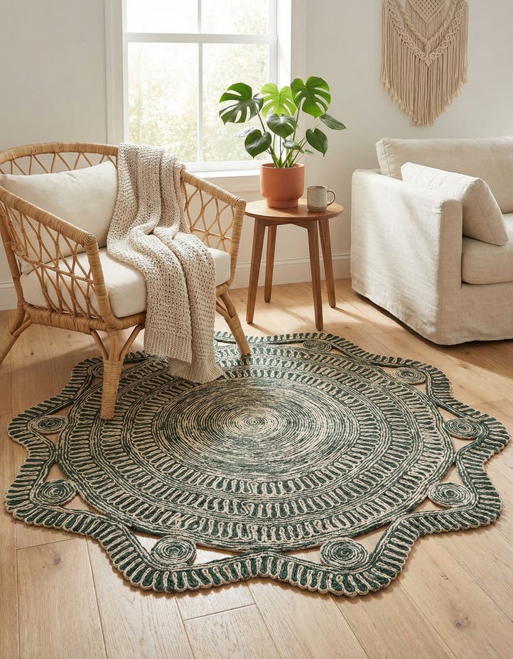 6' 1 x 6' 1 Handmade Braided Jute Round Rug