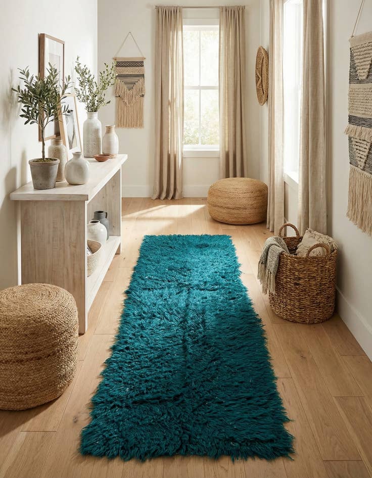 Detail image of 2' 5 x 11' 2  Hand Knotted Moroccan Wool Runner Rug