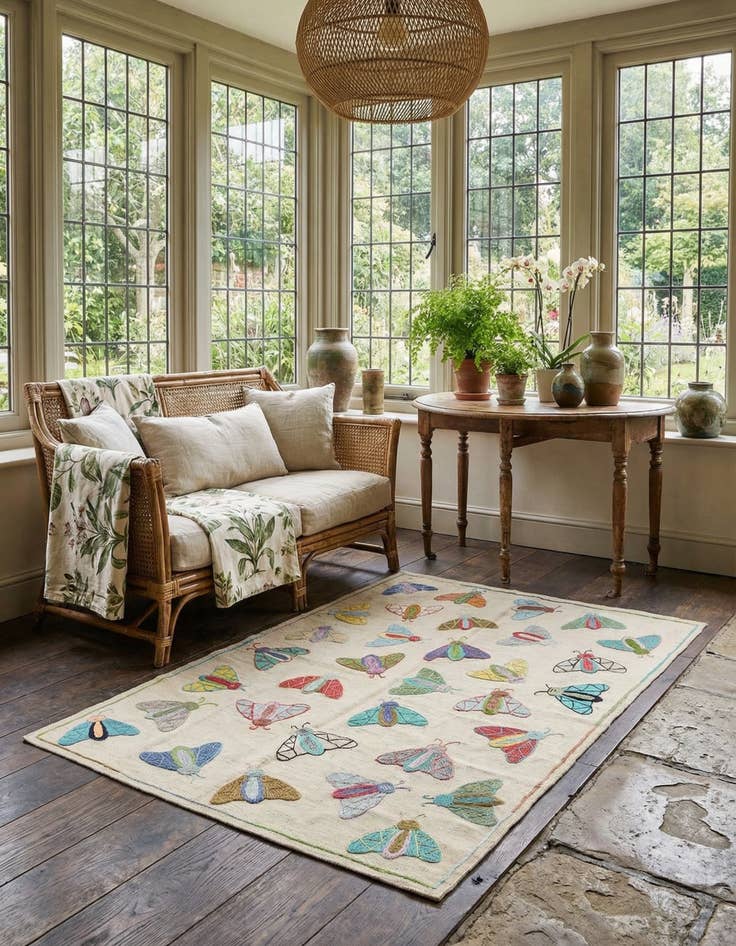 Detail image of 4' 2 x 5' 9  Hand Woven Kilim Suzani Wool Rug