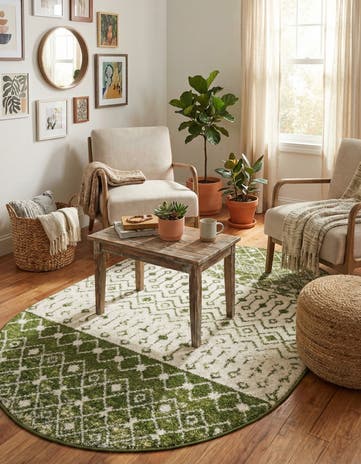 4' x 6' Moroccan Trellis Oval Rug
